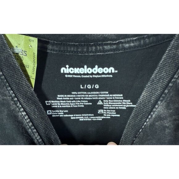 NWT Nickelodeon SpongeBob T-Shirt Large Black Acid Wash Short Sleeve Cartoon - Picture 6 of 7